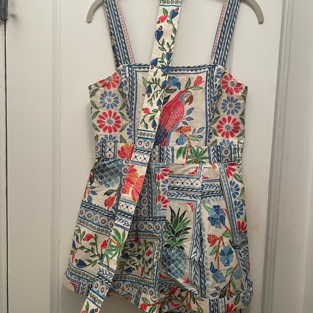 FARM Rio Tropical Tiles Squareneck Belted Romper - Picture 5 of 6